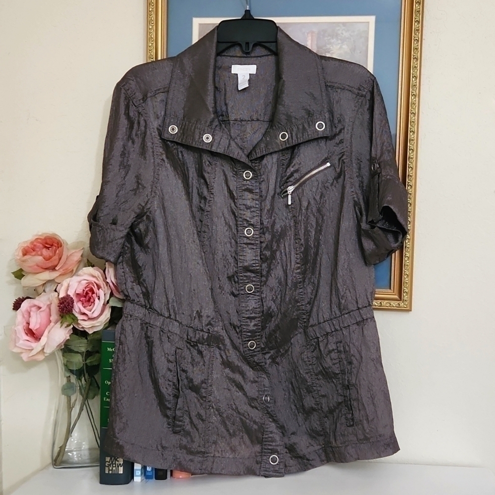 Chicos Button Down Size 2 Large Career Flowy lightweight contemporary formal